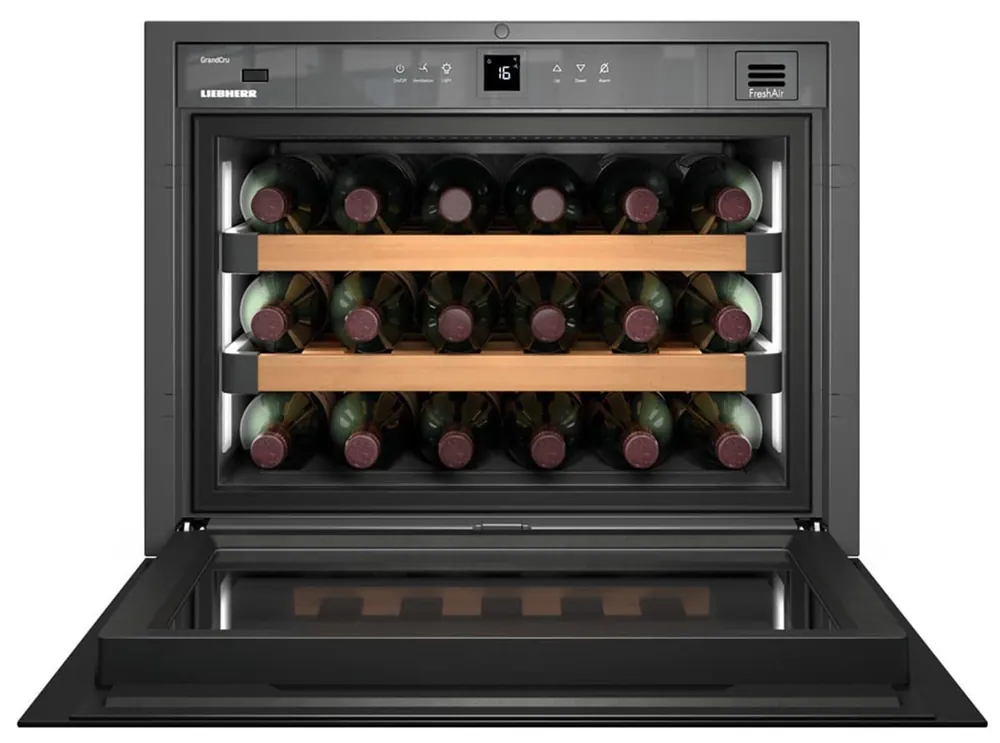 Gratis Retour Liebherr WKEgb 582 GrandCru Thermo-elektrische wijnkoeler Ingebouwd Zwart 18 fles(sen)