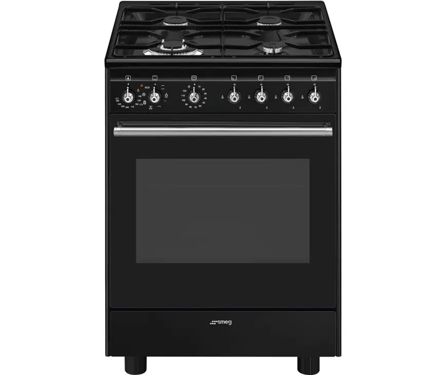 Smeg CX61GMBLNLK gas fornuis met 4 branders / zones, zwart Dagaanbieding