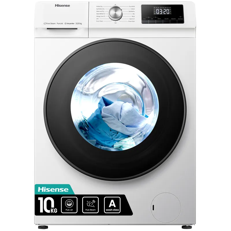 Nu Kopen Hisense WDQA1014EVJM Was-droogcombinatie Vrijstaand Voorbelading Wit D DHZ399