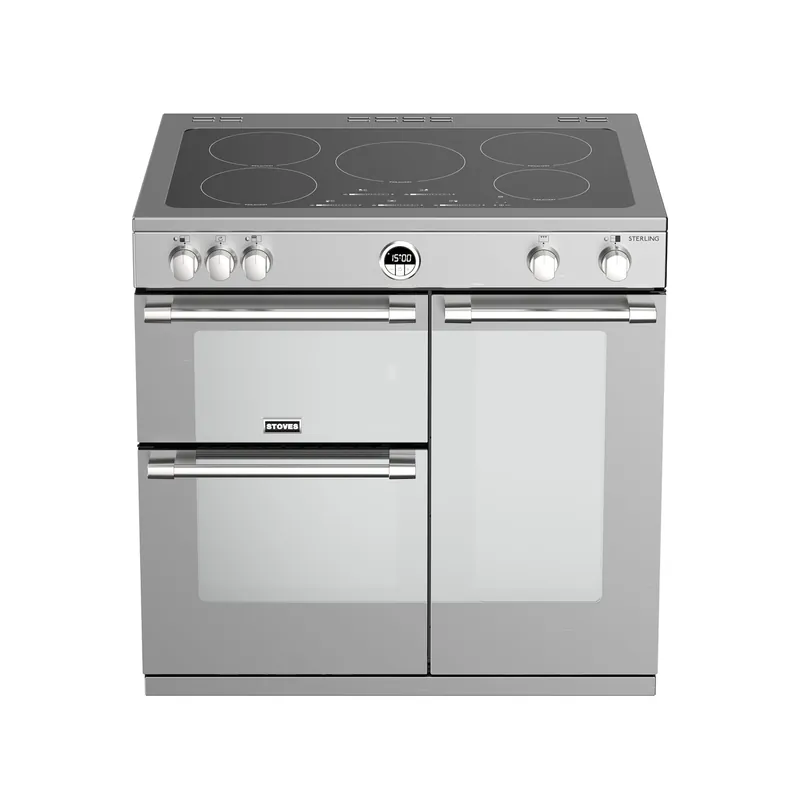 Stoves Sterling S900 Ei Range-fornuis Electrisch Inductiekookplaat zones Roestvrijstaal – EWO3657 Tijdelijk Beschikbaar