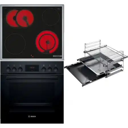 Dagaanbieding Bosch HND211RB1 Inbouw oven en keramische kookplaat set – Grill functie – 4 Kookzone’s – 66 Liter – Zwart DHZ3323