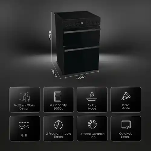 Bestseller Hisense HDCEC6C20B fornuis Vrijstaand fornuis Electrisch Keramisch Zwart EWO3601