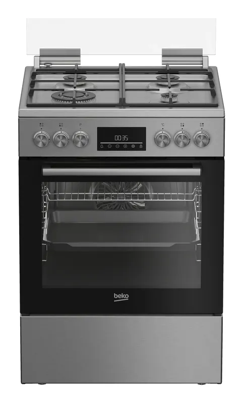 Betrouwbaar Beko FBE6133XS NL Vrijstaand fornuis Electrisch Gaskookplaat Zwart, Roestvrijstaal DHZ3599