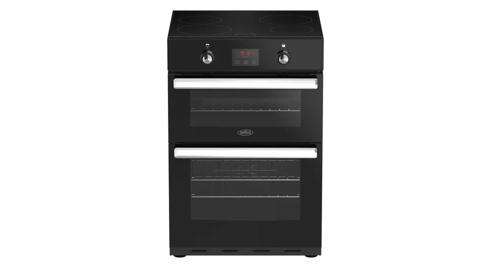Aanbieding Belling cookcentre 60 Ei Zwart Vrijstaand fornuis Electrisch Inductiekookplaat zones Showroommodel EWO97SR