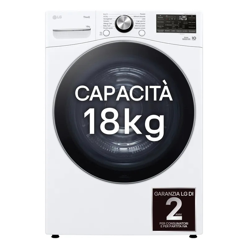 LG RH18U8AVCW wasdroger Vrijstaand Voorbelading 18 kg A+++ Wit Showroommodel EWO135SR Hoge Kwaliteit