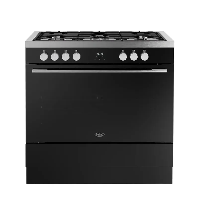 Belling Vision SINGLE DF 90 Zwart/RVS gasfornuis Meest Verkocht