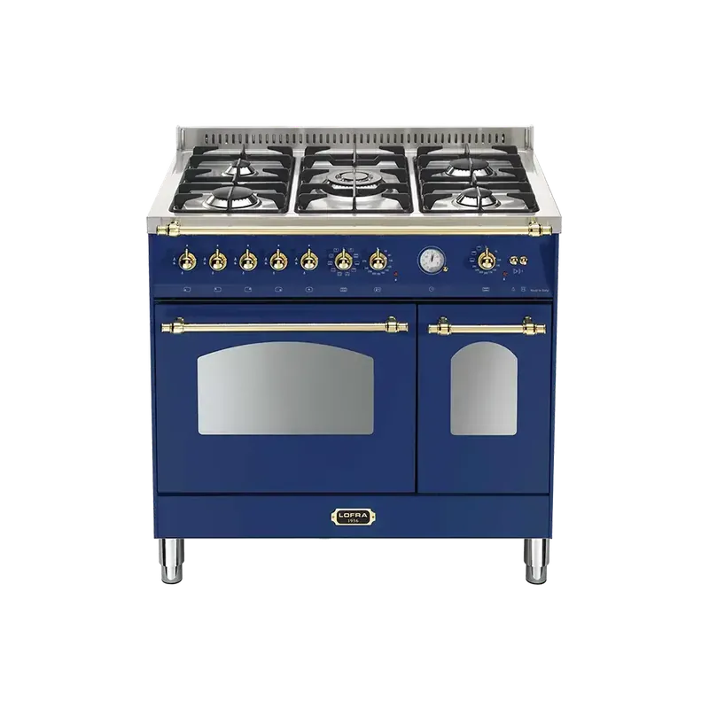 Lofra Dolcevita 2-oven blauw messing gasfornuis Gratis Retour