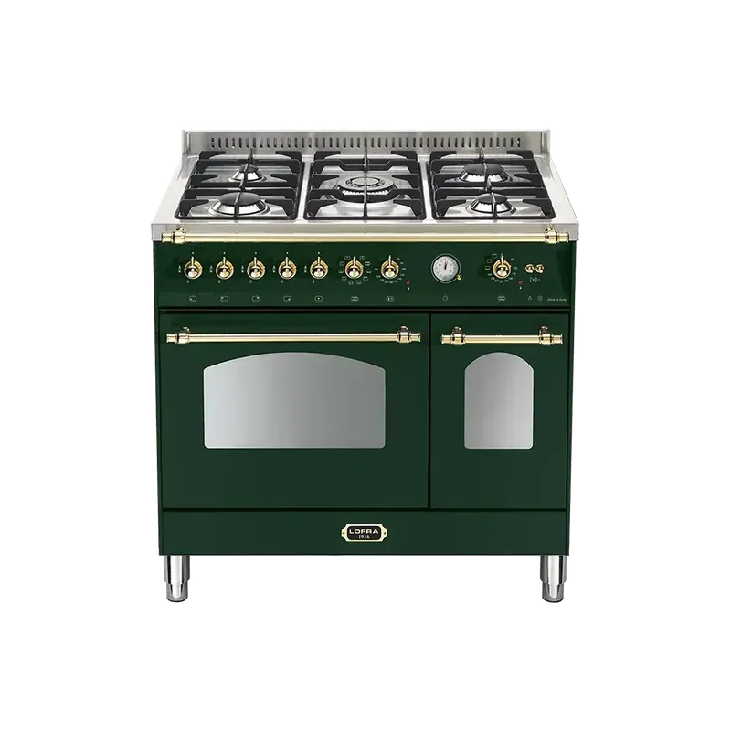 Uitverkoop Lofra Dolcevita 2-oven groen messing gasfornuis