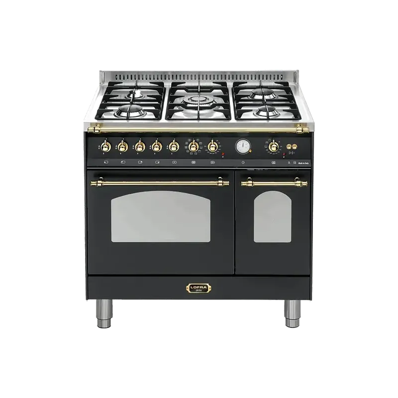 Lofra Dolcevita 2-oven zwart messing gasfornuis Weekendaanbieding