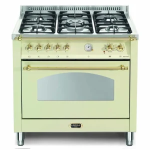 Dagaanbieding Lofra Dolcevita 1-oven ivoor messing gasfornuis
