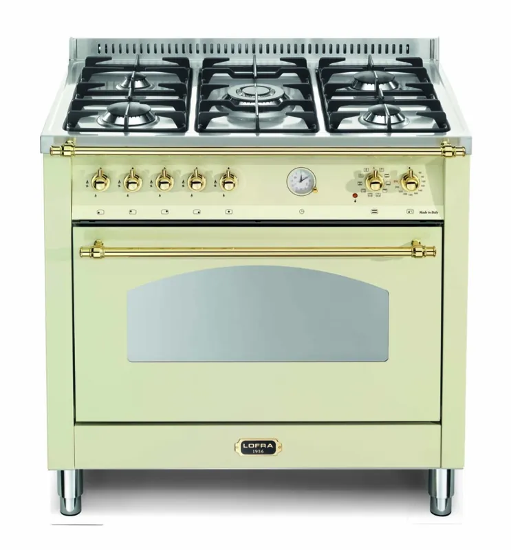 Dagaanbieding Lofra Dolcevita 1-oven ivoor messing gasfornuis