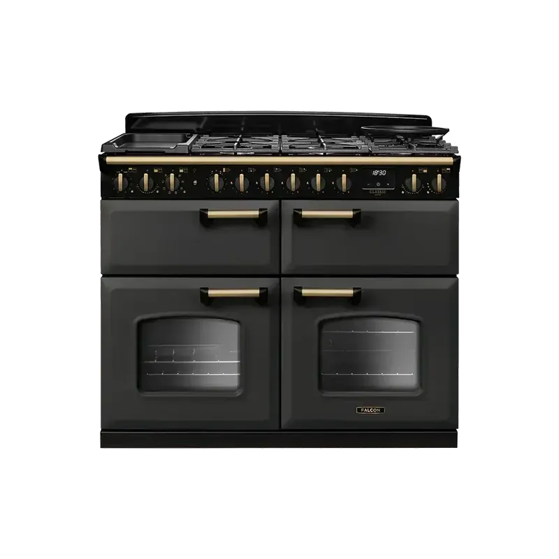 Beperkt Aanbod Falcon Classic Deluxe 110 Slate Antiek Messing gasfornuis sudderoven 2026