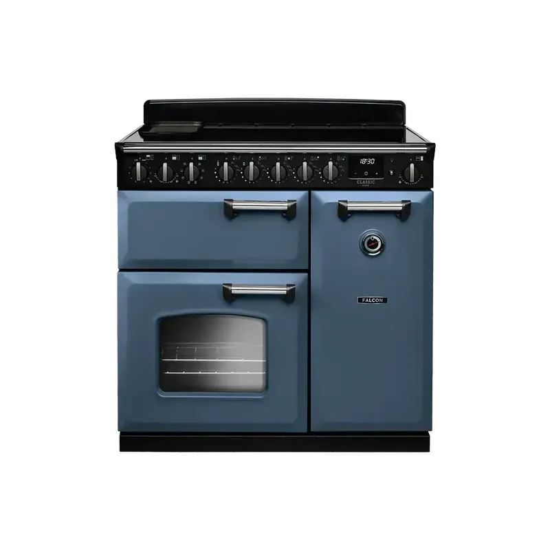 Falcon Classic Deluxe 90 Stone Blue Chroom inductie fornuis 2026 Snelle Levering