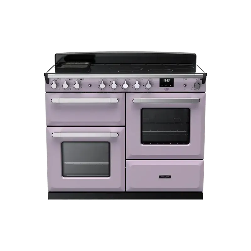 Beperkt Aanbod Falcon Estel Deluxe 110 Heather Pink Chroom inductie fornuis rijslade