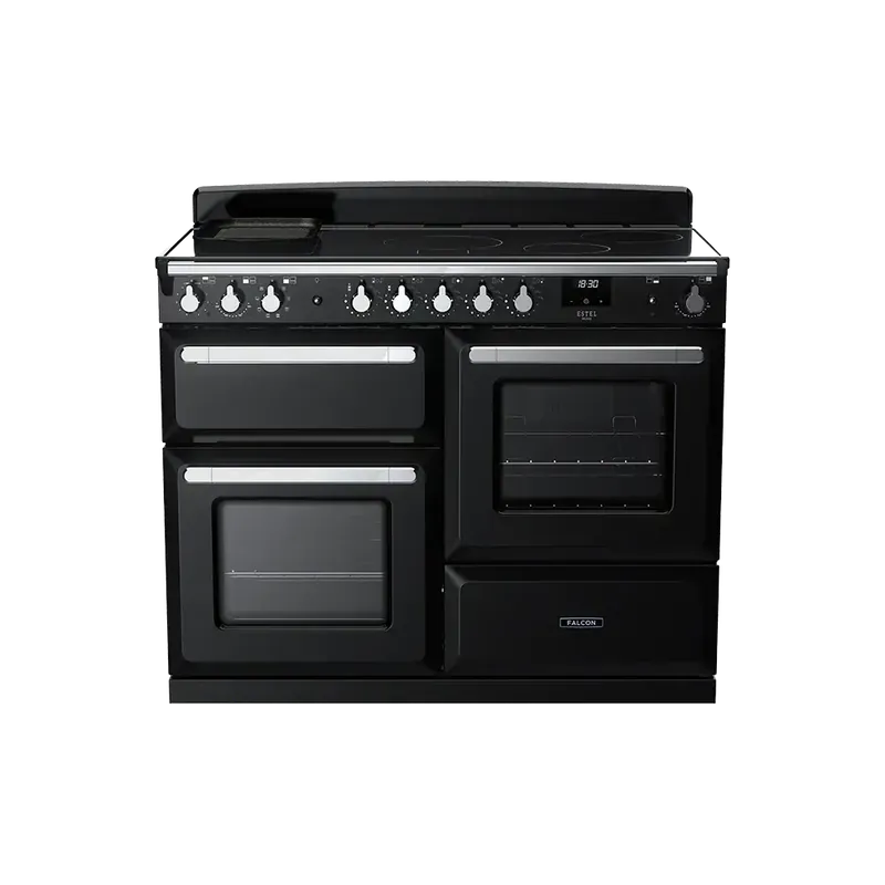 Actieprijs Falcon Estel Deluxe 110 Zwart Chroom inductie fornuis rijslade