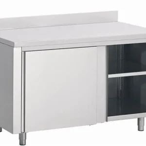 Werktafel RVS + Schuifdeuren + Spatrand 800(b)x700(d)x850(h)mm Laatste Versie