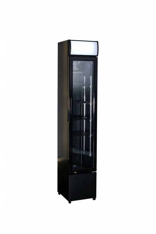 Gecertificeerd Display Koelkast Zwart - Glazen Deur - 105 Liter - Smal Model - 360x422x(H)1880mm