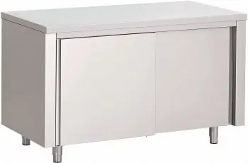 Werktafel RVS + Schuifdeuren 1000(b)x700(d)x850(h)mm Gratis Retour