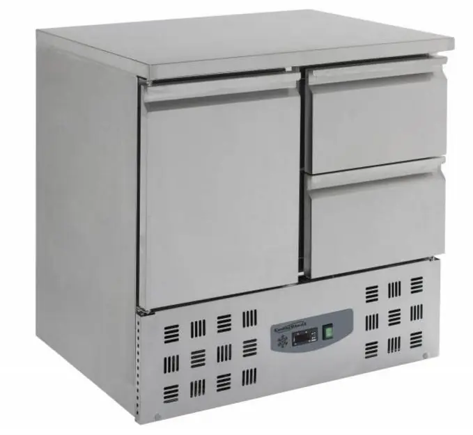 Koelwerkbank - RVS - 90x70x(h)87cm - 1 deur - 2 lades Gecertificeerd