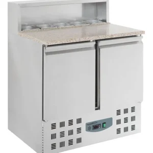 Pizzawerkbank - RVS - 2 deurs - 90x70x(h)110cm- Met 5 x 1/6 GN Lage Prijs
