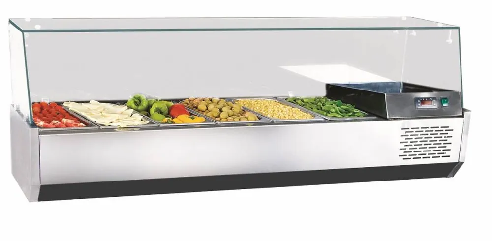 Opzet koelvitrine 6x 1/3GN - roestvrij staal - 1550x390x(h)460mm Beperkt Aanbod
