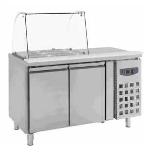 Superprijs Koelwerkbank met Glasopstand - 2 Deurs - GN1/1 - 1360x700x1365(h)mm