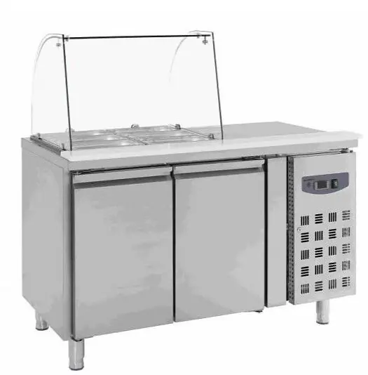 Superprijs Koelwerkbank met Glasopstand - 2 Deurs - GN1/1 - 1360x700x1365(h)mm