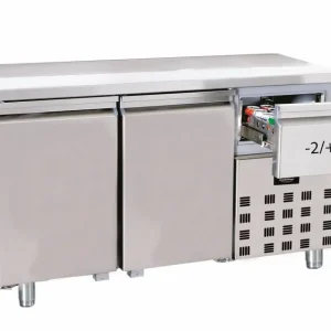 RVS koeltafel - 2 deuren - circulerende lucht - 1400x700x(h)850mm Voordeelprijs