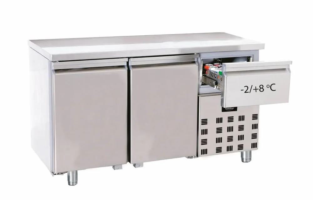 RVS koeltafel - 2 deuren - circulerende lucht - 1400x700x(h)850mm Voordeelprijs