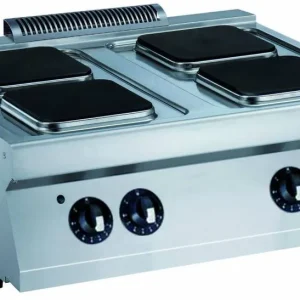 Fornuis Elektrisch 4 Vierkante Branders- 4 x 2,6kw - 400v - 800x700x(h)250mm Laatste Versie