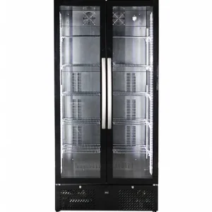 Beperkte Voorraad Barkoeler Zwart - Hoog Model - Glazen Deur - 458 Liter - 900x515x(H)1820mm