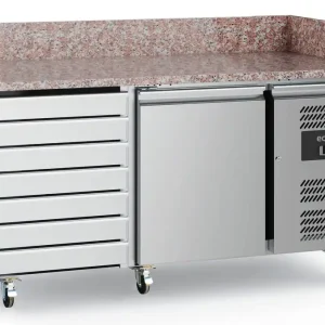 Seizoensaanbieding Pizzawerkbank - RVS - 1 deurs 7 laden - 152x800x(h)100cm