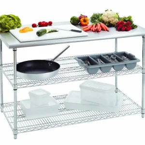 Direct Verzonden Bartscher Werktafel 1300(b)x690(d)x900(h)mm Twee Tussenschappen RVS werkblad