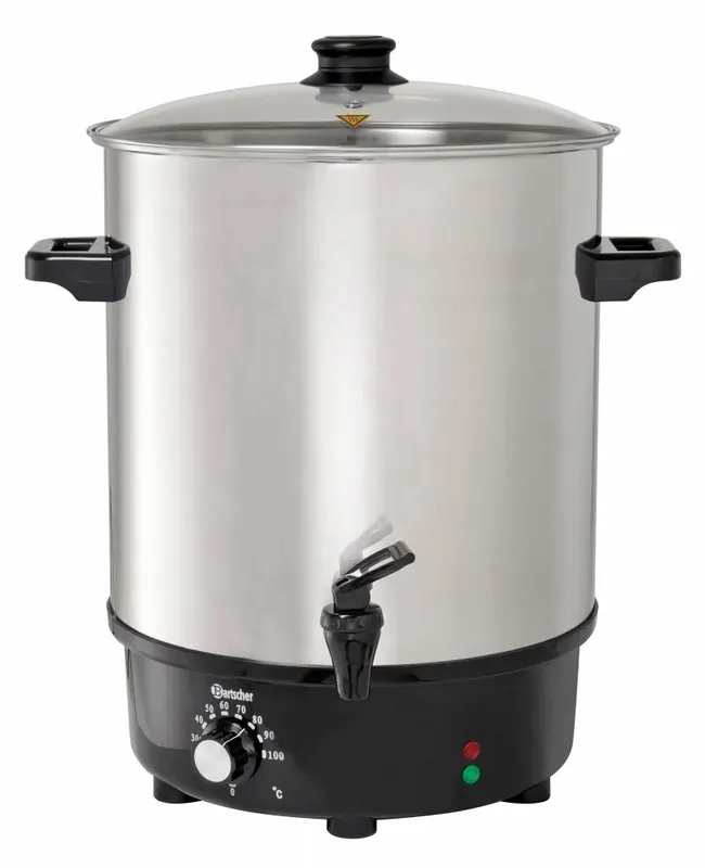 Gratis Retour XXL Gluhwein ketel RVS - Glazen Deksel - Heetwaterdispenser - Ø450mm - 30 liter