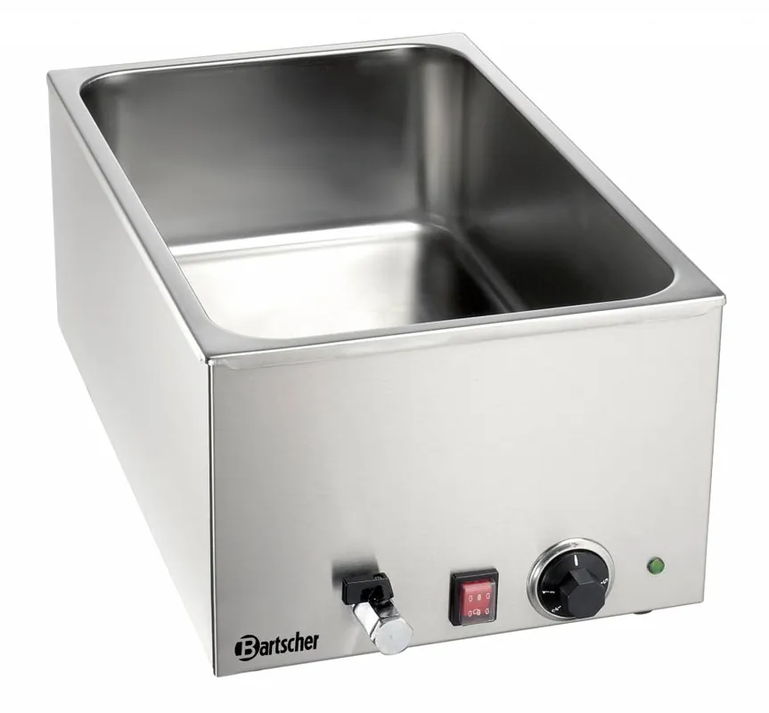 Bain Marie - 1/1 GN + Aftapkraan - Chroom-nikkelstaal - 1200W - 340x590x(H)240mm Fabrieksprijs
