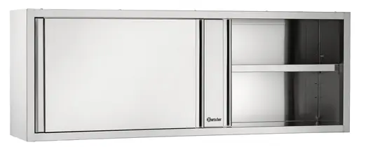 Hangkast Roestvrij Staal 1800(b)x400(d)x660(h)mm met 2 Schuifdeuren 1 Verstelbaar Tussenschap Gratis Retour