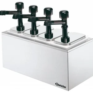Complete sausdispencer met 4 pompen - 4 x 3,3 liter Aanbieding