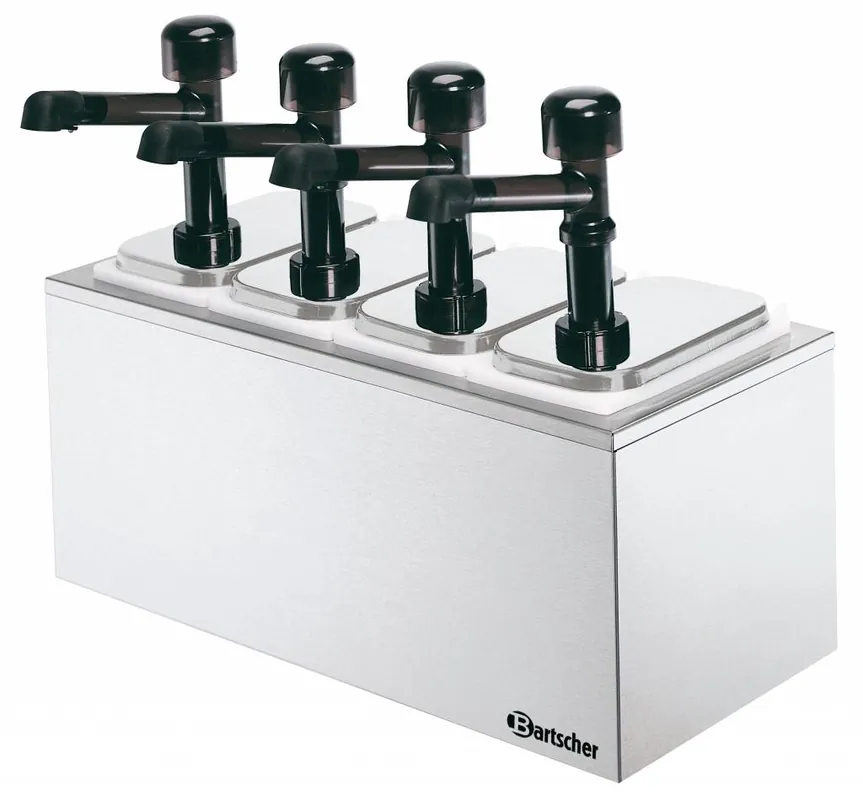 Complete sausdispencer met 4 pompen - 4 x 3,3 liter Aanbieding