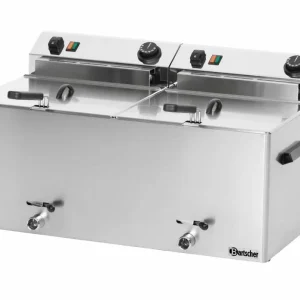 Elektrische Dubbele-Friteuse - Met aftapkranen 2 x 10 liter - 400V - 16,2kw - 750x450x(H)375 mm Premium