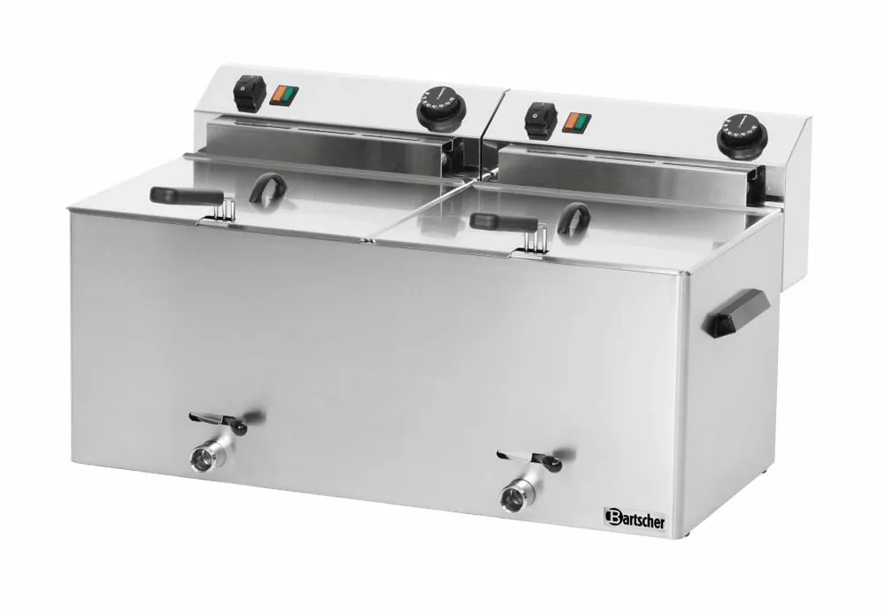 Elektrische Dubbele-Friteuse - Met aftapkranen 2 x 10 liter - 400V - 16,2kw - 750x450x(H)375 mm Premium