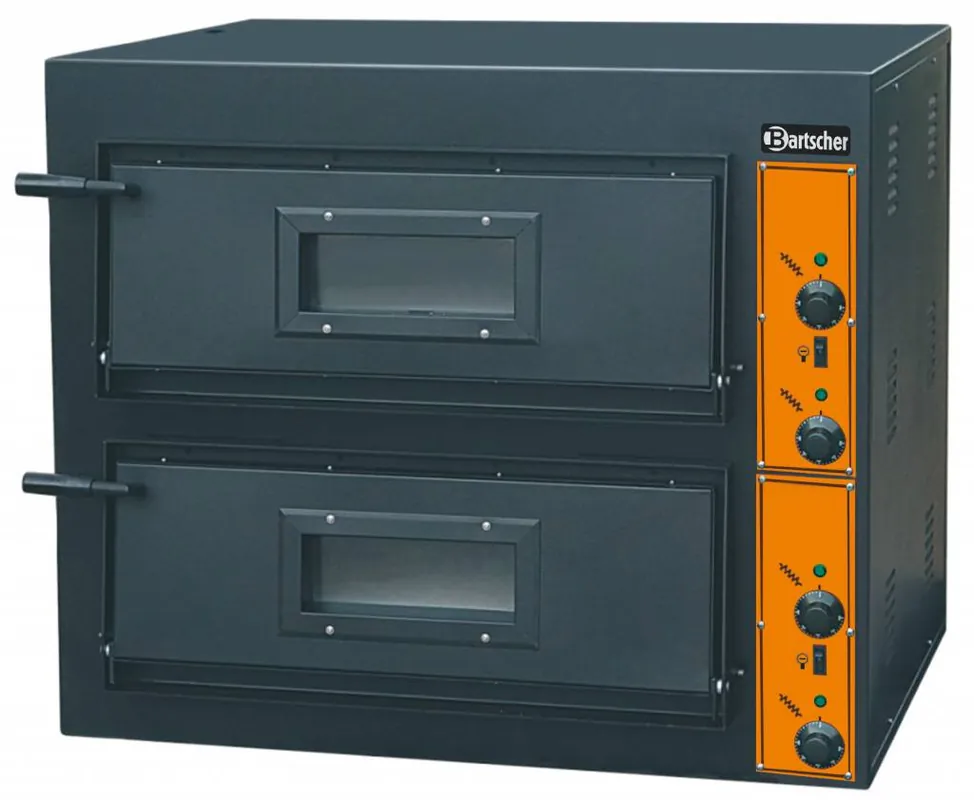 Pizza Oven Dubbel Elektrisch - 2 x 4 Pizza's Ø30cm - 380V - 8,4kW - 890x860x(H)760mm Bestel Nu