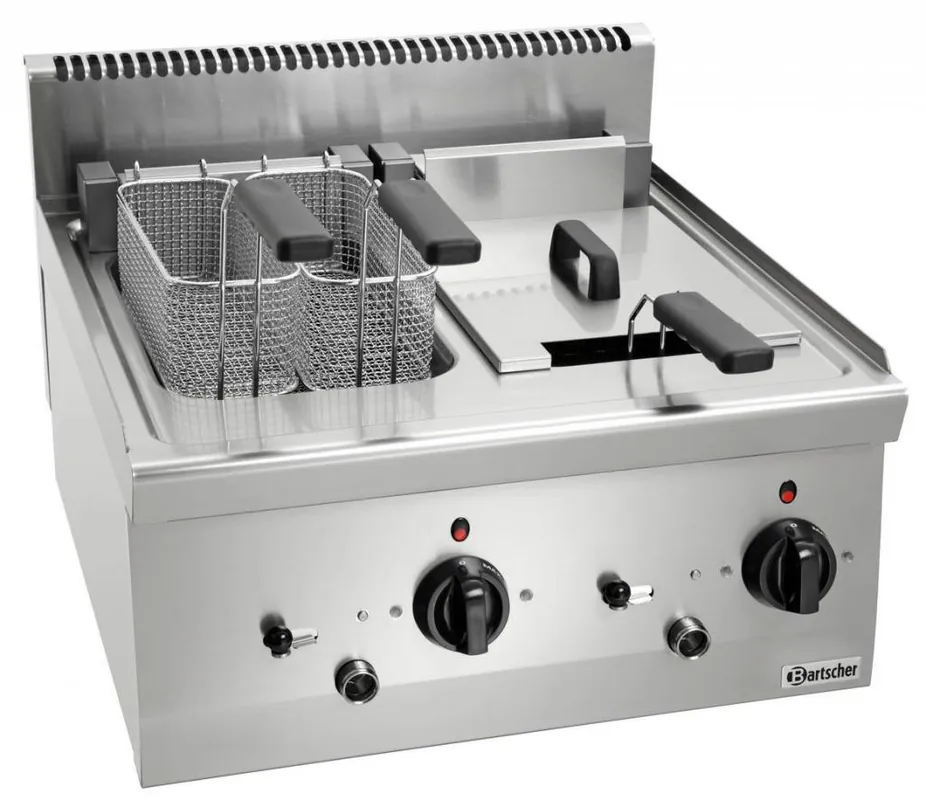 Elektrische Friteuse - Uitklapbaar Element - 2x8L - Serie 600 - 400V - 12,6kW - 600x600x(H)290 mm Direct Verzonden
