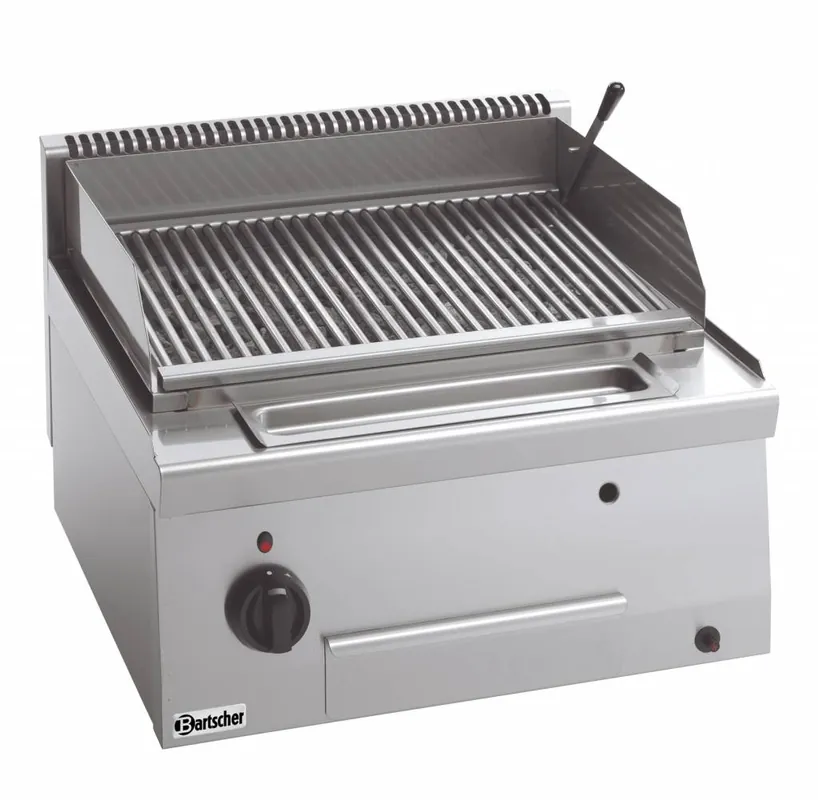 Seizoensaanbieding Lavasteengrill Gas RVS - Tafelmodel - met Verstelbaar Grill Rooster - 60x60x(h)29cm - 7.3KW