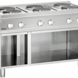 Elektrisch fornuis 700 serie - Onderbouw open - 6 kookplaten rond - 1200x700x(h)850-900mm Beperkte Voorraad