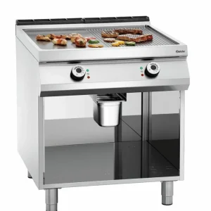 Koopje Elektrische bakplaat - Onderbouw open - glad gegroefd - 800x900x(h)900-950mm