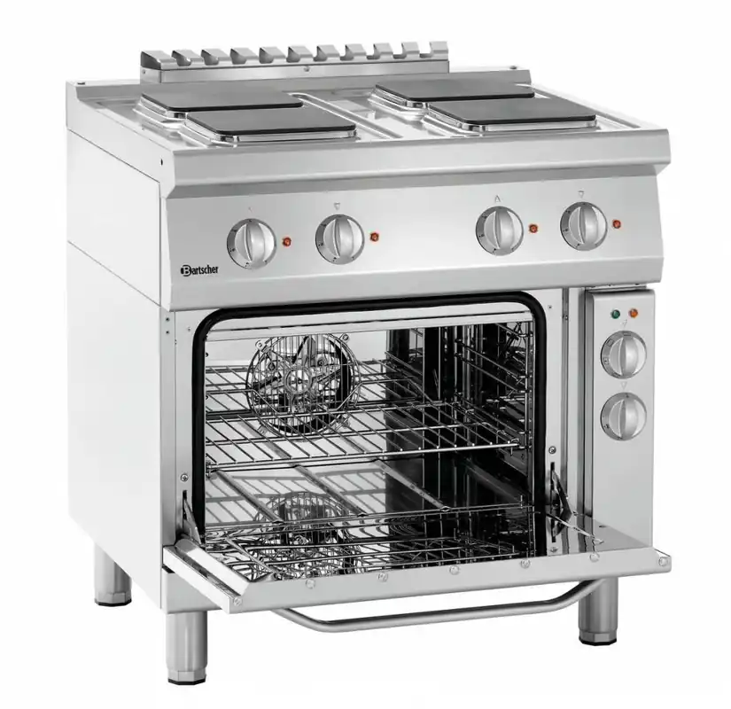 Elektrisch fornuis 700 serie - elektrische oven - 4 kookplaten vierkant - 800x700x(h)850-900mm Snelle Levering