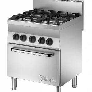 Gas Fornuis 4 Pits + Elektrische oven 1/1 GN - 400V - 700x650x(H)870mm Fabrieksprijs
