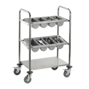 Beperkte Voorraad Bestekwagen - 1 blad - 2 bestekbakken - 630x400x(h)980mm