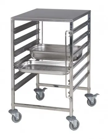 Trolley met RVS werkblad - 12 x 1/1 GN595(b)x670(d)x1025(h)mm Gereduceerde Prijs