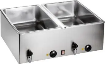 Gereduceerde Prijs Dubbele Bain Marie - 2x1/1 GN - Met Aftapkraan - 1,2kW - 690x540x(H)230mm